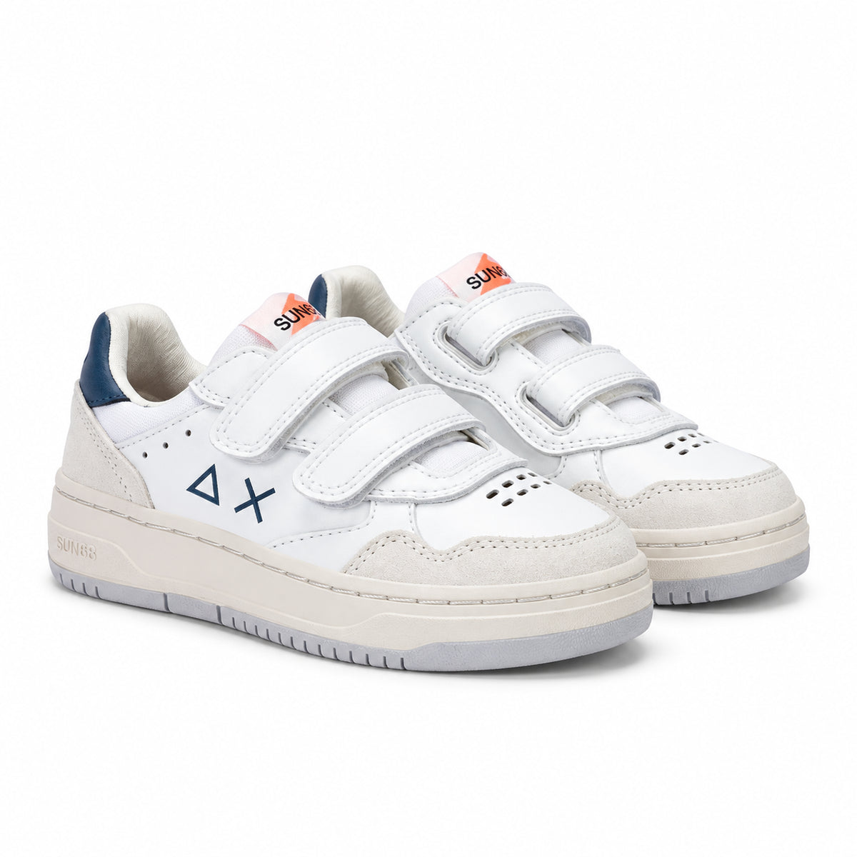 Sun68 Big Basket Evo Kid Z46360K-01 – Bianco | Sneakers bambino in ecopelle, scarpe sportive casual dal design basket per outfit di tutti i giorni