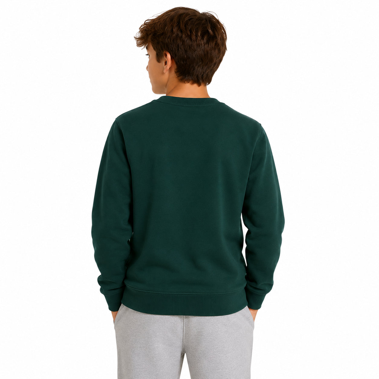 New Balance Brush Back Small Logo Crew LAKB0002-NOG | Unisex Bambino | Nordic Green