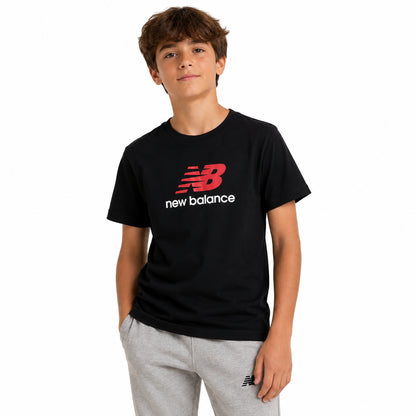 New Balance Jersey Stacked Logo Tee LAKB0253-BK | Unisex Bambino | Nero
