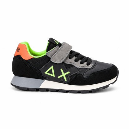 Sun68 Jaki Fluo Baby Z46323B-11 – Nero | Scarpe sportive bambino in mesh con dettagli fluo, sneaker casual per il tempo libero e l’uso quotidiano