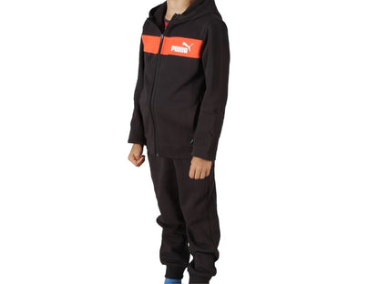PUMA FZ PANEL HOODED TRACKSUIT FL B PUMA BLACK-REDMAZING 679153-18