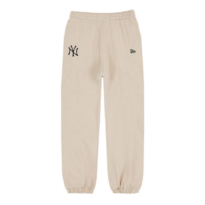 New Era New York Yankees MLB League Essential Joggers Pantaloni Tuta Uomo in Felpa Fleece Beige Cream S-XL 60675779
