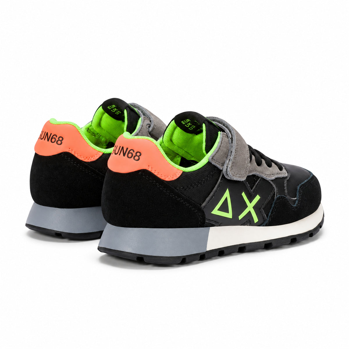 Sun68 Jaki Fluo Kid Z46323K-11 – Nero | Scarpe sportive bambino in mesh con dettagli fluo, sneaker casual dal design dinamico per il tempo libero