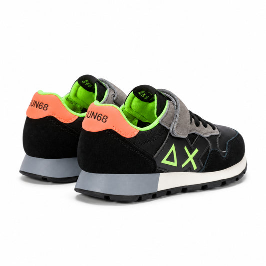 Sun68 Jaki Fluo Kid Z46323K-11 – Nero | Scarpe sportive bambino in mesh con dettagli fluo, sneaker casual dal design dinamico per il tempo libero