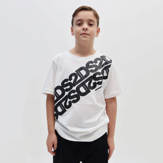 DS2 T-SHIRT 100% COTONE OFF WHITE FW25K007