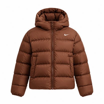 Nike Sportswear Therma-FIT Giacca Imbottita Donna Puffer con Cappuccio Vestibilità Ampia Imbottitura Sintetica Marrone Taglie XS-L IF5931-259