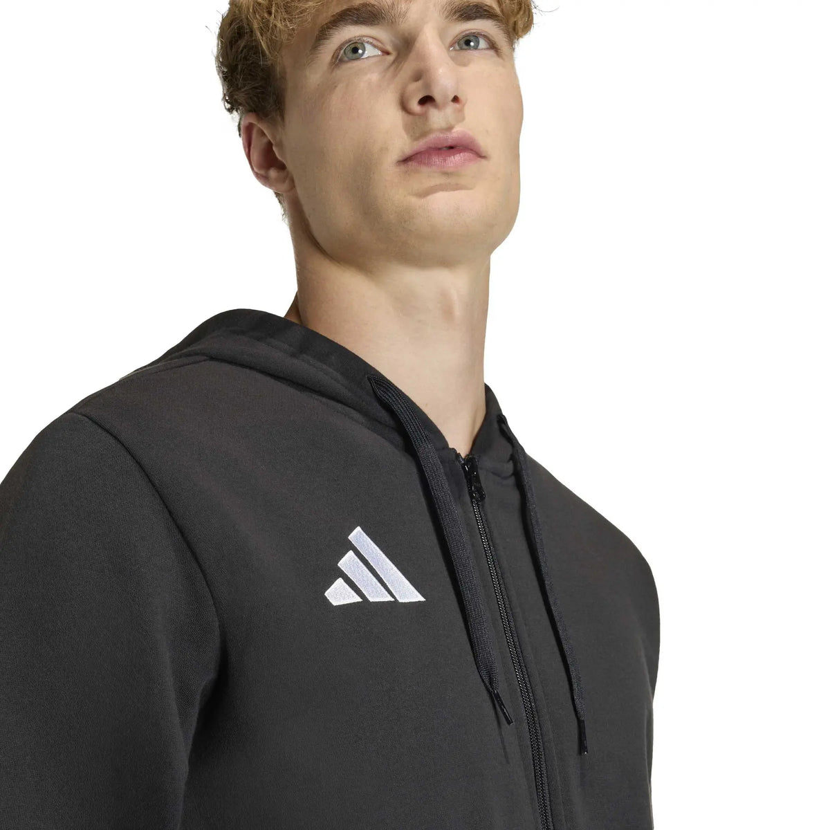 Adidas Entrada 26 KF5945 – Nero felpa uomo in fleece con cappuccio e zip, abbigliamento sportivo autunno inverno da abbinare a tute e pantaloni casual