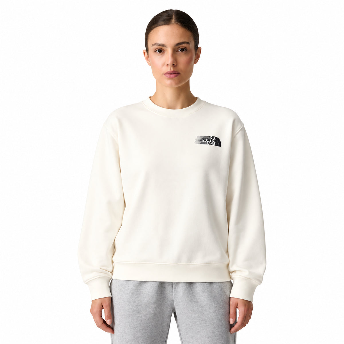 THE NORTH FACE NTF W RETRO TRAIL RELAXED CREW- GRAPHIC WHITE DUNE NF0A8JAUQLI1