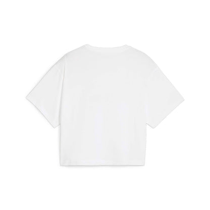 PUMA GIRLS LOGO CROPPED TEE PUMA WHITE-PALE PLUM 845346-83
