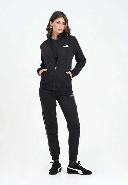 PUMA PUM ESS+ TEXTURED FOIL LOGO FZ SUIT FL BLACK 692202-01