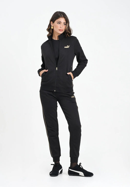 PUMA PUM ESS+ TEXTURED FOIL LOGO FZ SUIT FL BLACK 692202-01