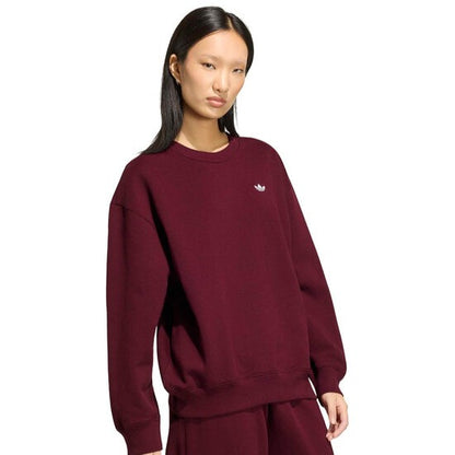 Adidas Essentials Fleece Crewneck – Felpa Donna Granata