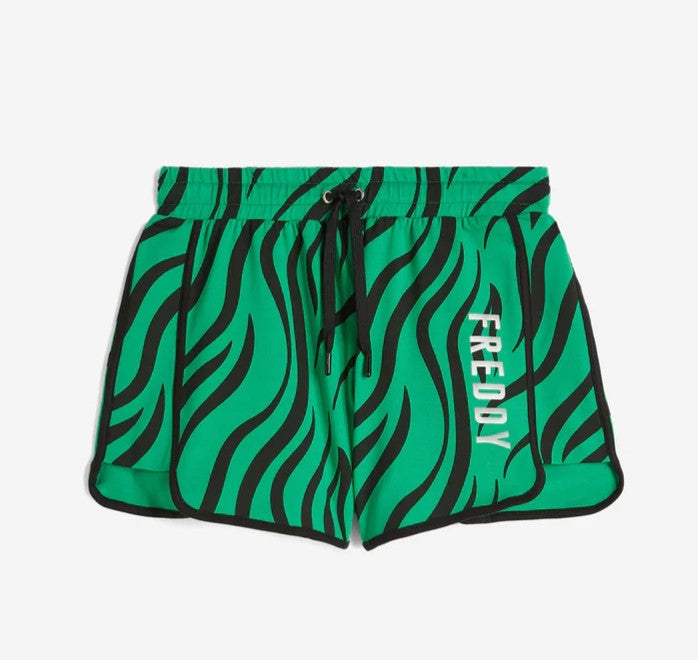 FREDDY FRE PANTALONE SHORT BLACK- ZEBRA BLACK ON GREEN S4WMVP1C-NANI87