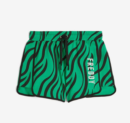 FREDDY FRE PANTALONE SHORT BLACK- ZEBRA BLACK ON GREEN S4WMVP1C-NANI87