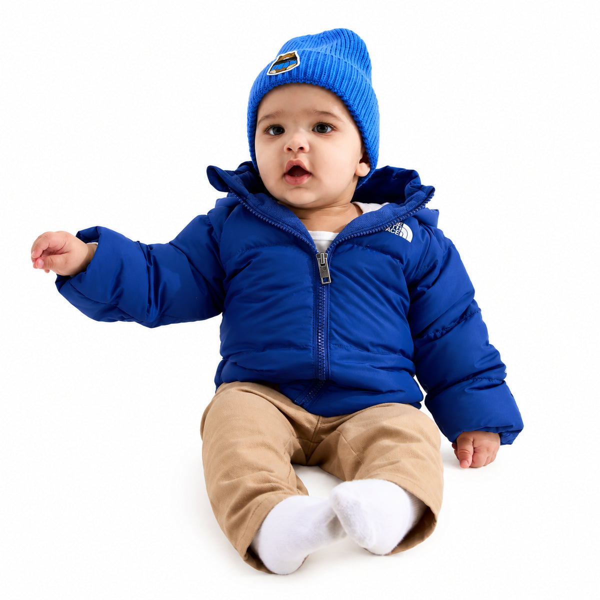 The North Face Baby North Down Fleece-Lined Piumino Neonato con Cappuccio e Fodera in Pile Imbottitura in Piuma 600 Blu 6-24 Mesi NF0A88W2NLV1