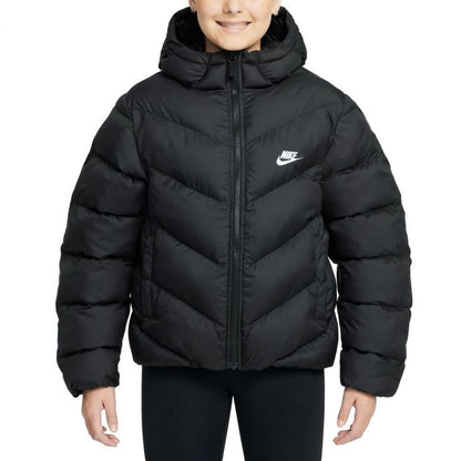 Nike Sportswear All Day Play Therma-FIT Piumino Bambino Unisex Ragazzo Ragazza Imbottitura Sintetica Idrorepellente Nero Bianco S-XL HQ4976-010