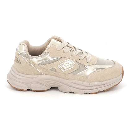 Lotto Boston AMF Patent JR – Scarpe sportive ragazzo unisex beige in nabuk e mesh – 224128-5V3