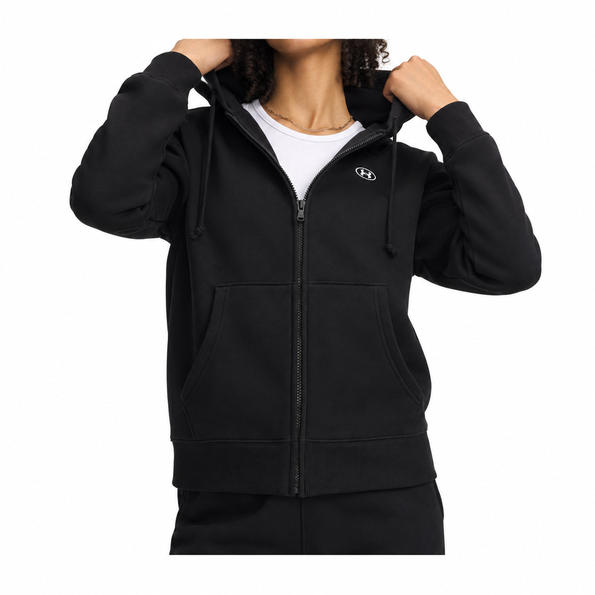 Under Armour UA Rival Fleece FZ 6016556-008 2000001078099 – Felpa Donna Nera in Fleece con Cappuccio e Zip per Sport, Allenamento e Tempo Libero, Abbigliamento Sportivo