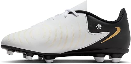 NIKE JR PHANTOM GX II CLUB FG/MG WHITE/BLACK-MTLC GOLD COIN FJ2600-100