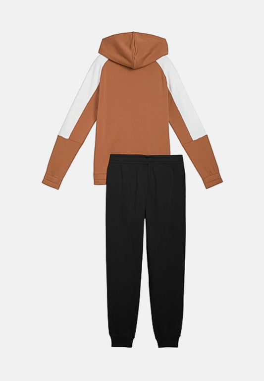 PUMA ESS BLOCK HOODED FULL-ZIP SWEAT SUIT FL B BROWN 689724-67