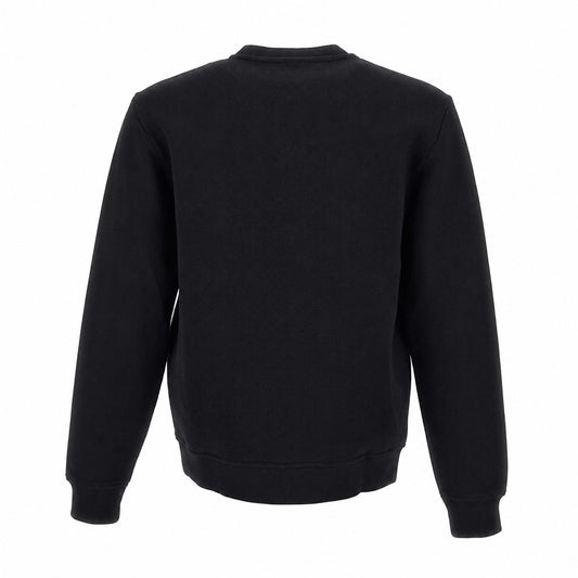 EA7 Felpa uomo nera a girocollo a costine, comoda e versatile per il tempo libero 7M002231-UC001