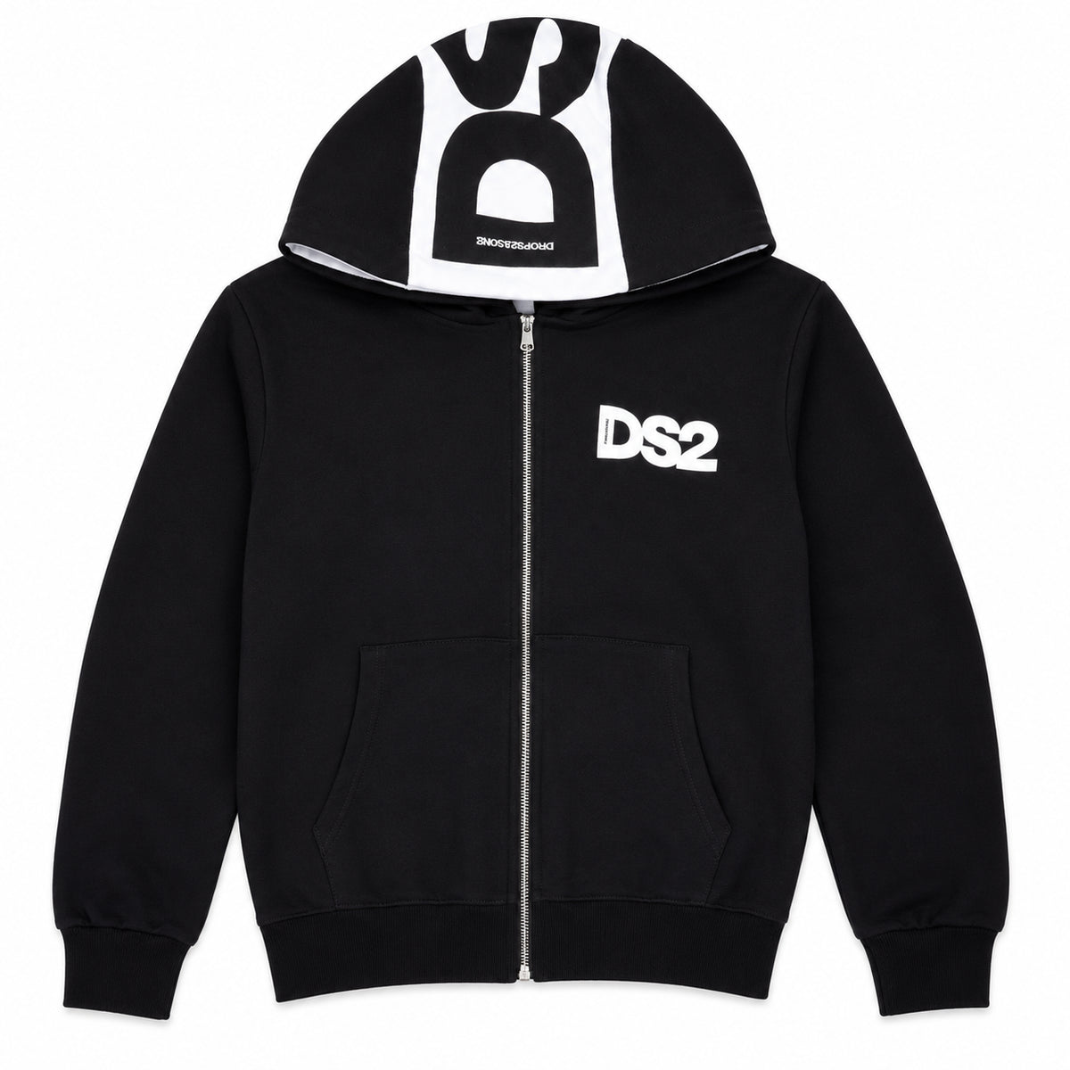 DS2 Felpa Full Zip SS26 – Nero/Bianco Bambino – foto 3