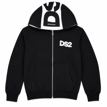 DS2 Felpa Full Zip SS26 – Nero/Bianco Bambino – foto 3