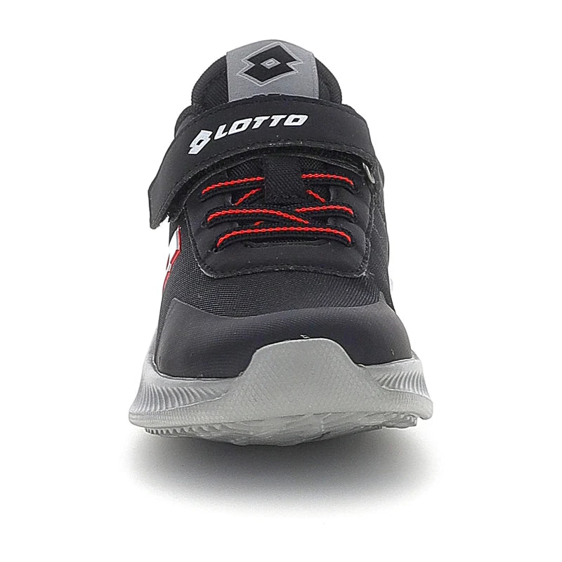 Lotto Run 95 AMF CL S – Scarpe running bambino nero/bianco/rosso (All Black/White/Flame Red) in mesh – 224618-8GD