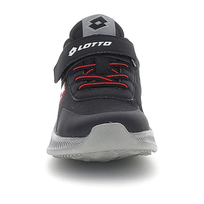 Lotto Run 95 AMF CL S – Scarpe running bambino nero/bianco/rosso (All Black/White/Flame Red) in mesh – 224618-8GD