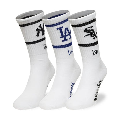New Era Calze Crew Multi Team MLB (3 paia) – Calze sportive unisex bianco in cotone – 60897362