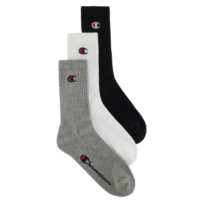 CHAMPION 3PK CREW SOCKS OXGM/WHT/NBK-NS U24558-EM006