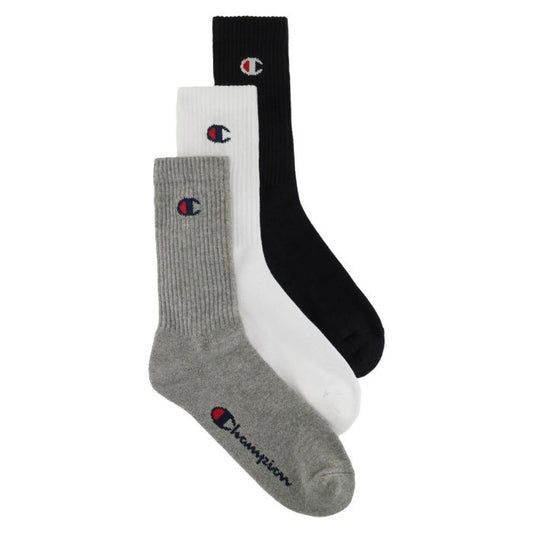 CHAMPION 3PK CREW SOCKS OXGM/WHT/NBK-NS U24558-EM006