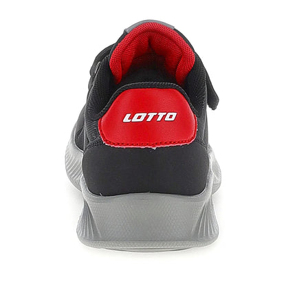 Lotto Run 95 AMF CL S – Scarpe running bambino nero/bianco/rosso (All Black/White/Flame Red) in mesh – 224618-8GD