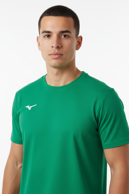 Mizuno Team Training Tee t-shirt allenamento verde indossata da ragazzo busto