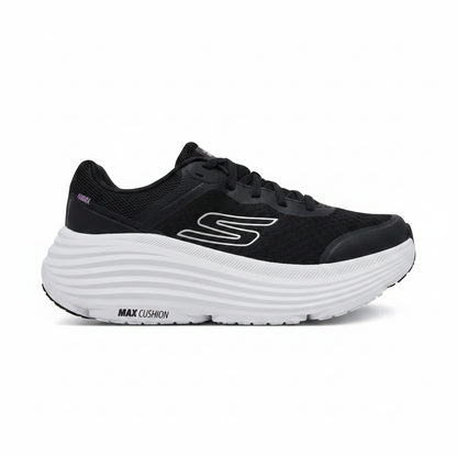 Skechers Max Cushioning Endeavour 129470 sneaker running donna Nero/Bianco su sfondo bianco