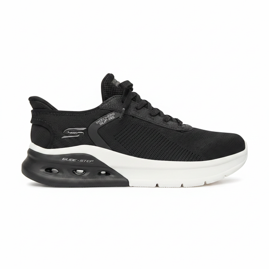 Skechers Bobs Arc Waves 2.0 118317 sneaker uomo Nero su sfondo bianco punta a destra