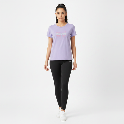 Mizuno Athletic Tee W K2GAA20269 indossata - Glicine