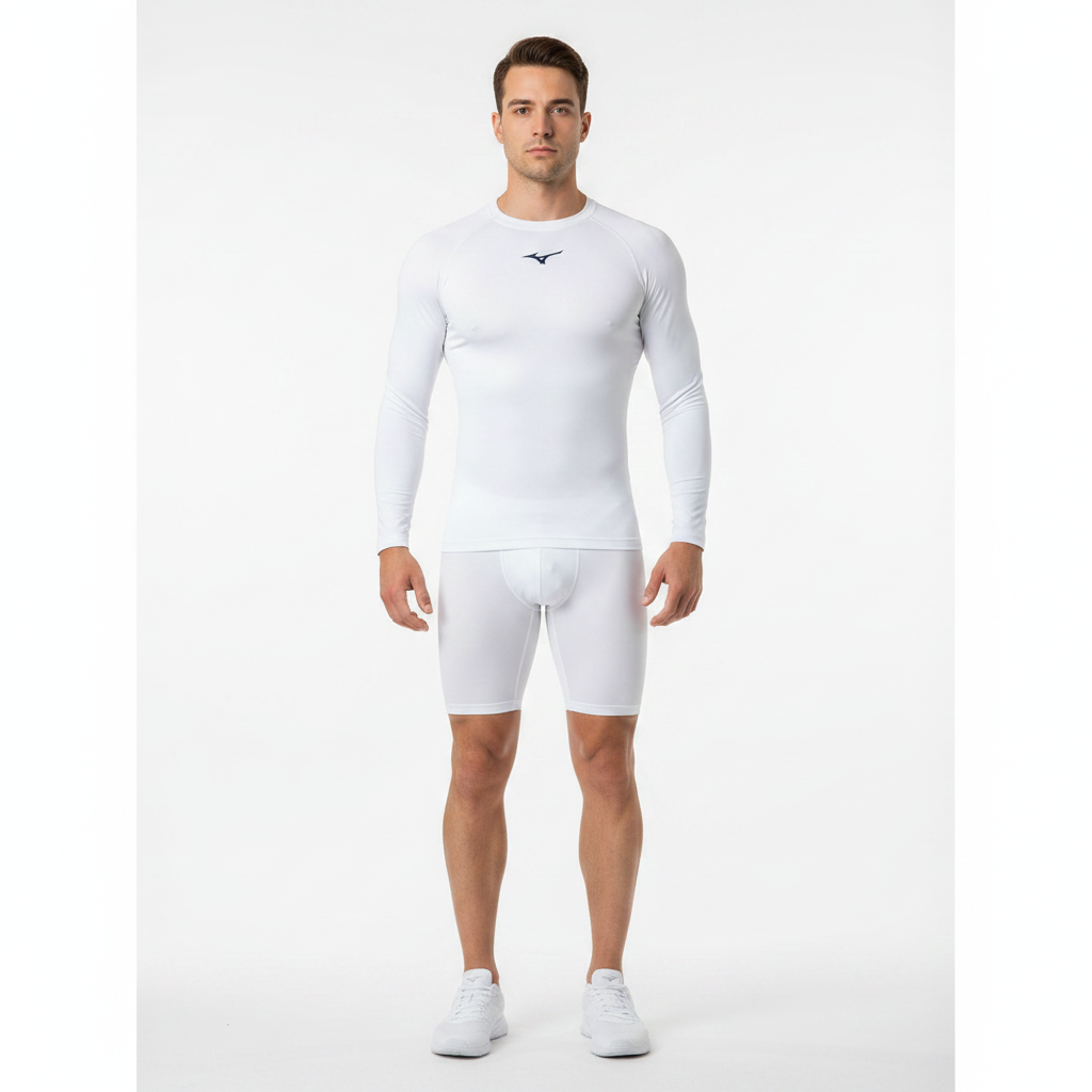 Mizuno Team Core LS Underwear 32EA704571 - Bianco indossato