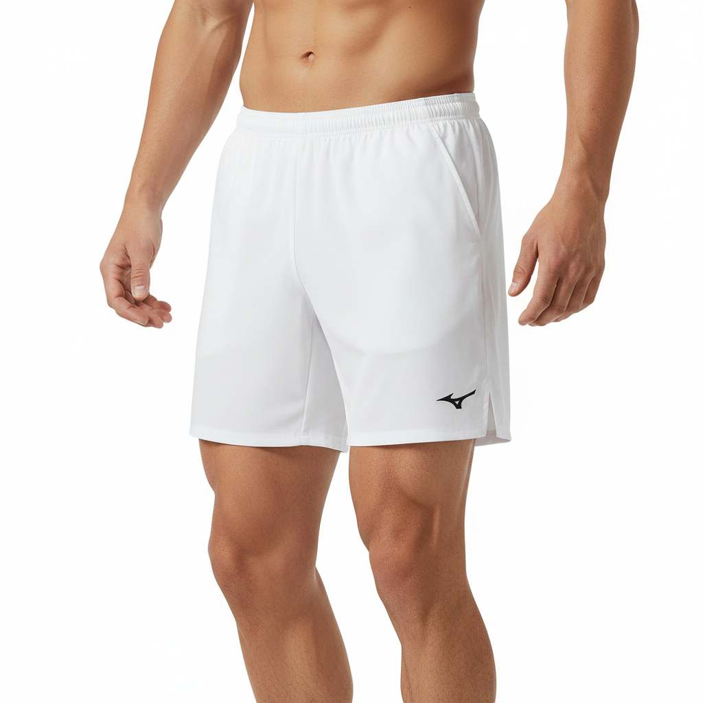 Mizuno Team Trad Short pantaloncino bianco indossato da atleta adulto