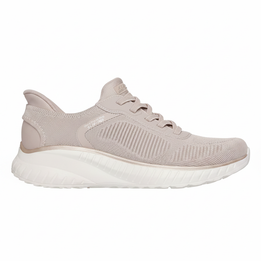Skechers Bobs Squad Chaos Current Muse 117497 sneaker donna Beige su sfondo bianco