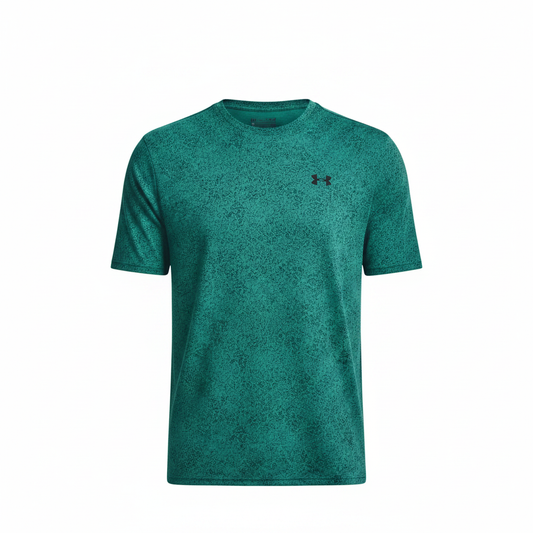 Under Armour Tech Tee Pixelate t-shirt ottanio flat lay sfondo bianco