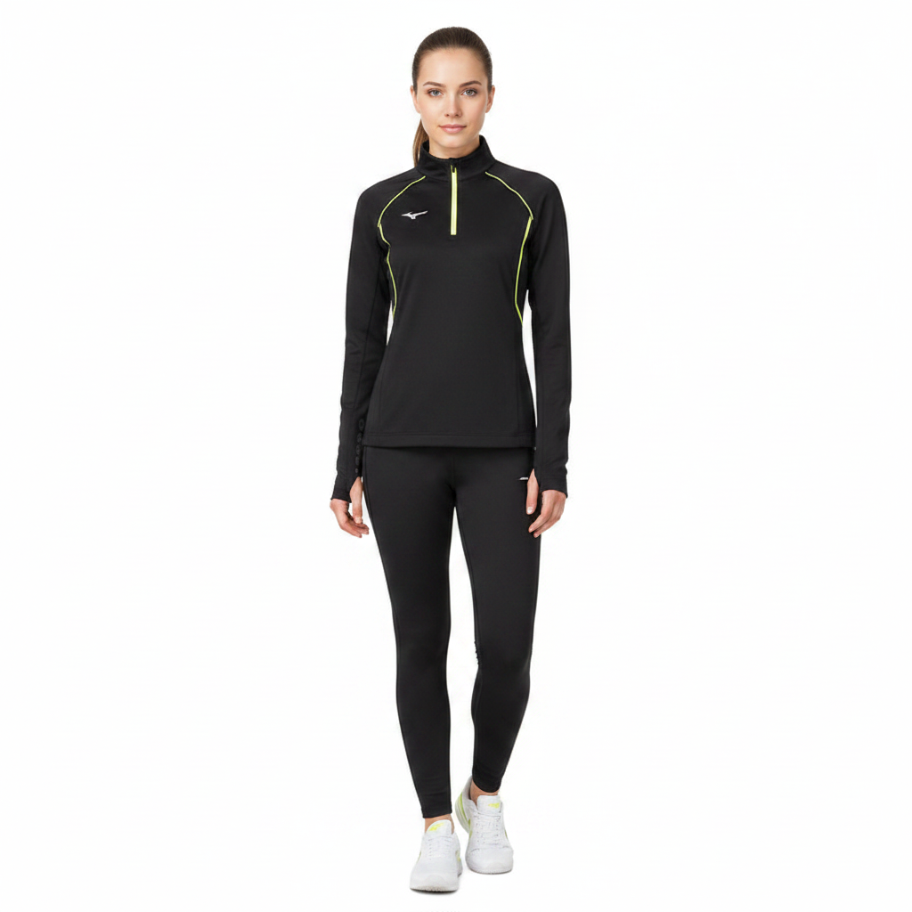 Mizuno Premium JPN Warmer Top U2EC720109 - Nero indossata