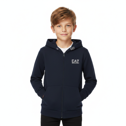 EA7 Emporio Armani Felpa 7B000064-UB102 indossata - Bambino Blu