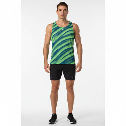 Mizuno Dryaeroflow Graphic Tank J2GAA00933 - Verde indossato