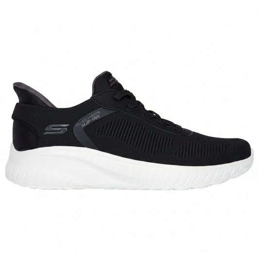 Skechers Bobs Squad Chaos Solid Step 118312 sneaker uomo Nero su sfondo bianco