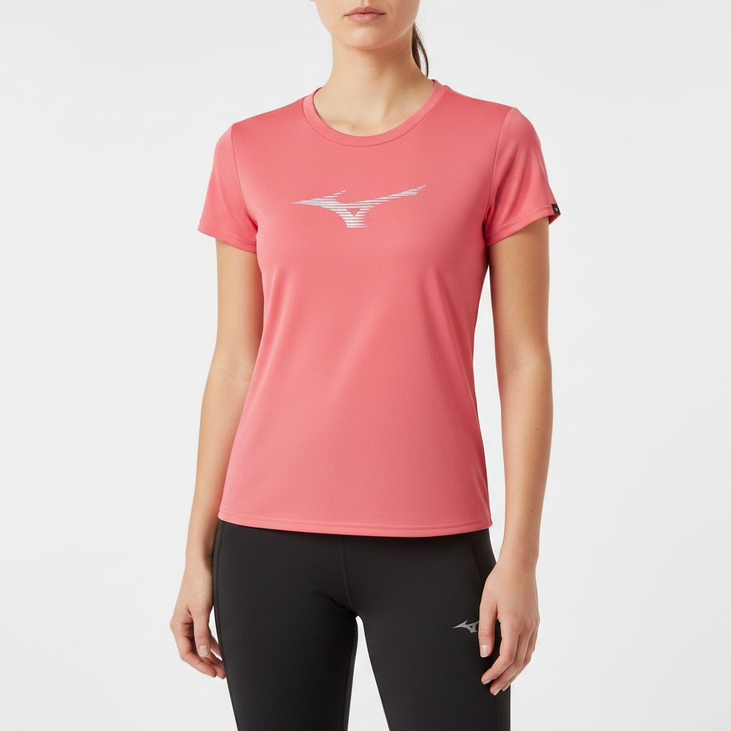 Mizuno Athletic RB Tee W K2GAA20163 indossata - Rosa Corallo