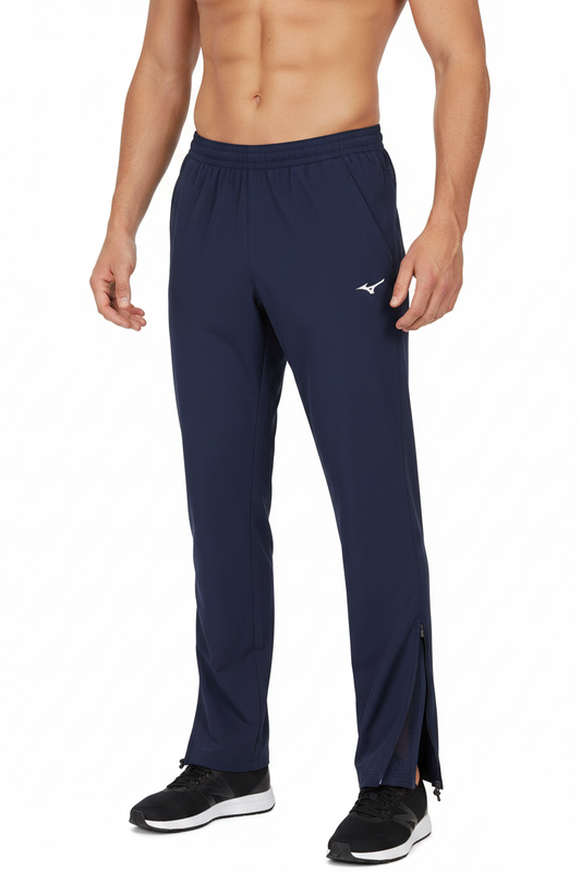 Mizuno Team Tokyo Micro Long Pant pantalone blu navy indossato da atleta adulto figura intera