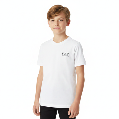 EA7 Emporio Armani T-Shirt 7B000020-U0002 indossata - Bambino Bianco