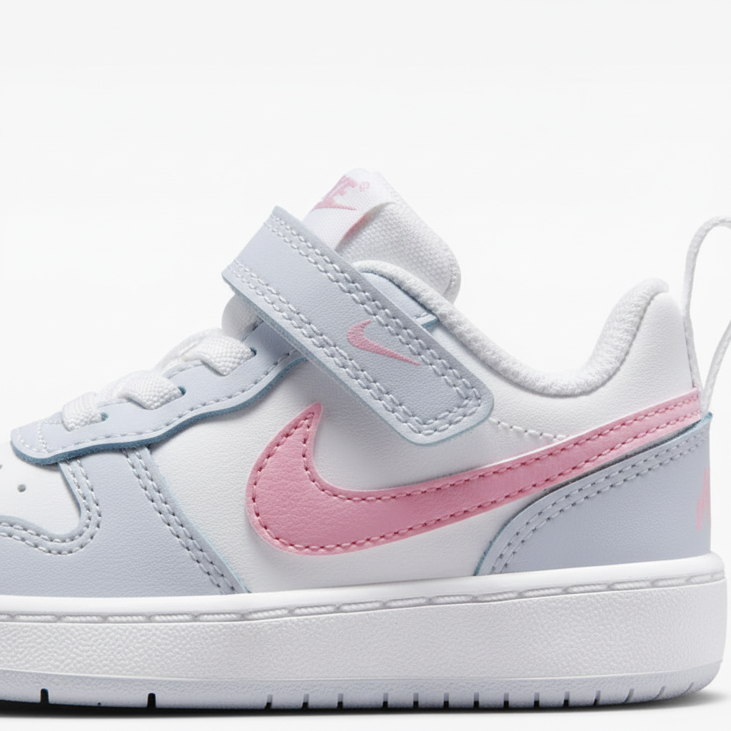 Nike Court Borough Low ESS+ TD IQ2727-101 - dettaglio Swoosh Rosa bambina