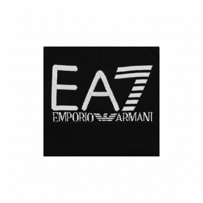 EA7 Emporio Armani Berretto Beanie 7X000006-MC028 - dettaglio logo jacquard Nero/Bianco